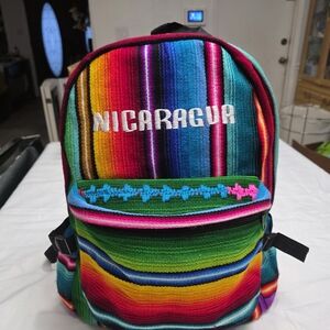Colorful Striped Backpack with 'NICARAGUA'
